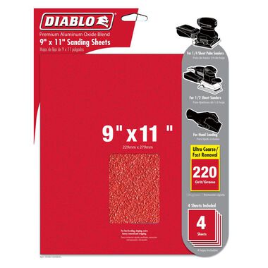 Diablo Tools 9in x 11in Sanding Sheets 220 Grit (4-Pack), large image number 2