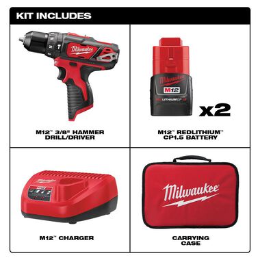 Milwaukee M12 3/8 in. Hammer Drill/Driver (Bare Tool), large image number 1