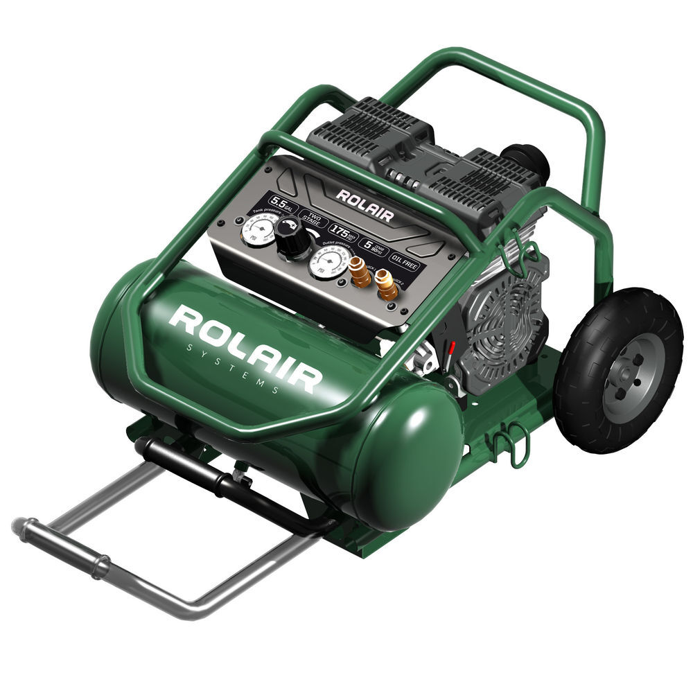 Rolair 5 Gal 2HP 5 CFM 2-Stage 175 PSI Electric Wheeled Compressor, large image number 2