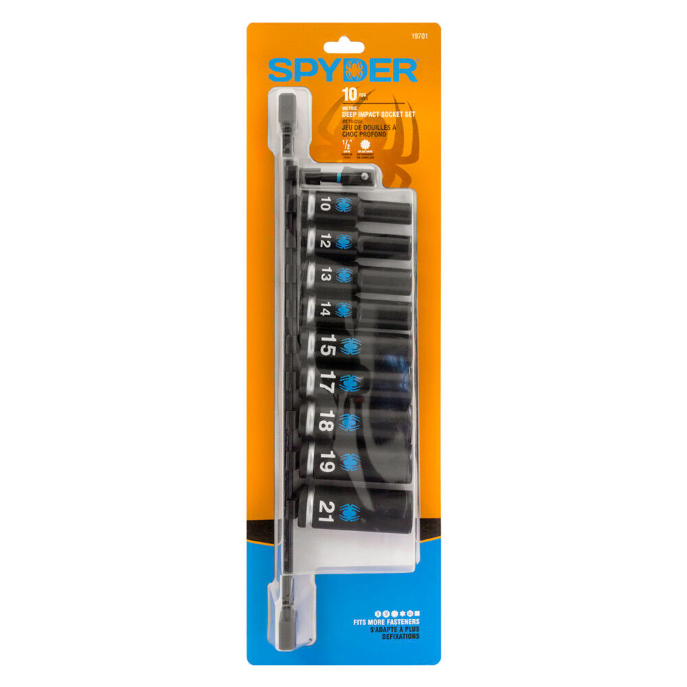 Spyder 1/2 Inch Drive Metric Deep Impact Socket Set with Adapter, 10 Pieces, large image number 9
