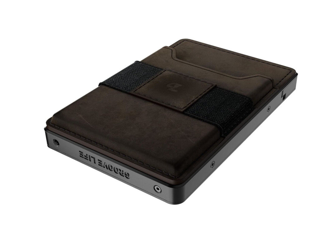 Groove Life Premium Full-Grain Leather Wallet, Gun Metal and Brown, large image number 2