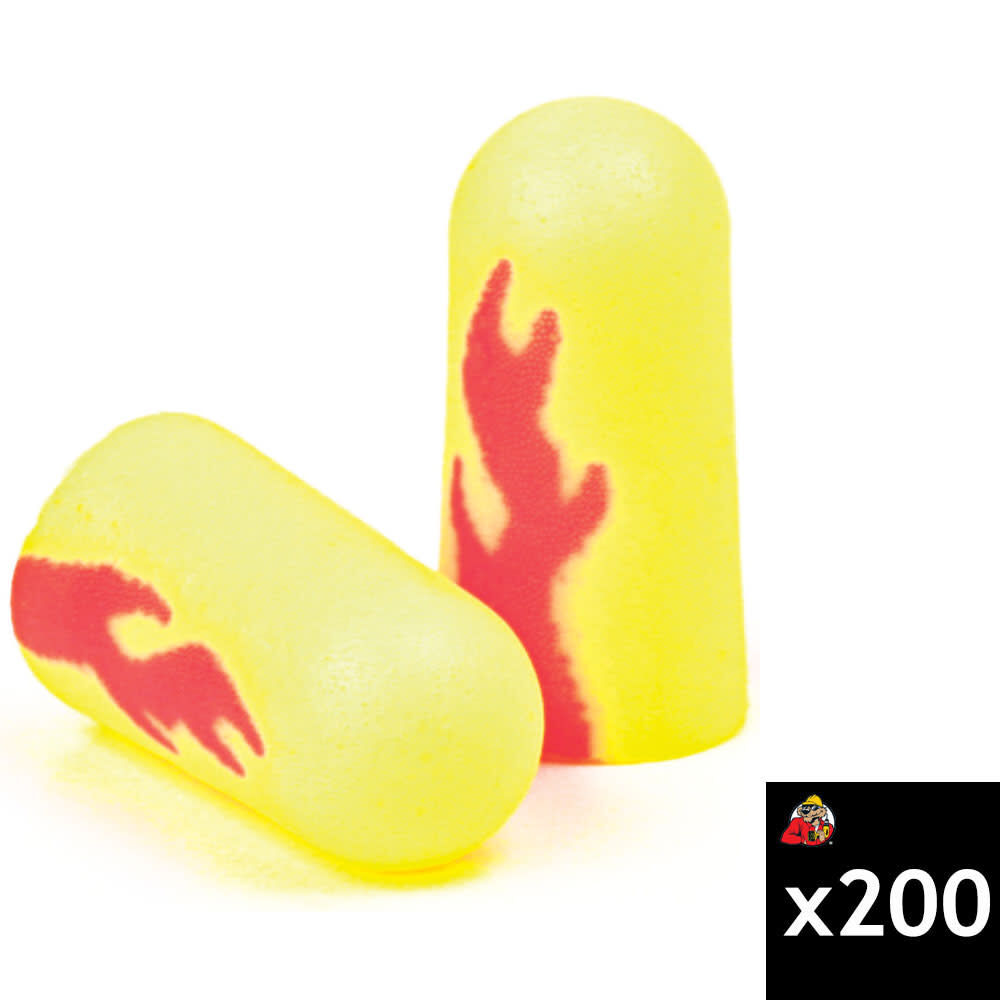 3M E-A-Rsoft Yellow Neon Blasts Earplugs 312-1252 Uncorded Poly Bag Regular Size 200 Pack - 08052912065KIT