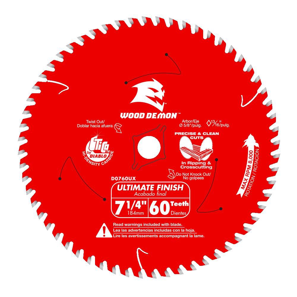 Diablo Tools 7-1/4 inch x 60 Tooth Hi-ATB Wood Demon Ultimate Finish Circuar Saw Blade with 5/8 inch Diamond Arbor, large image number 1