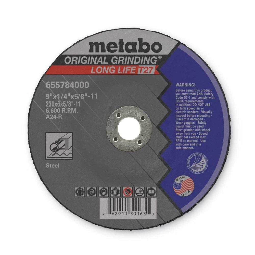 Metabo 9 Inch Type 27 A24R LongLife Original Grinding Wheel, large image number 1