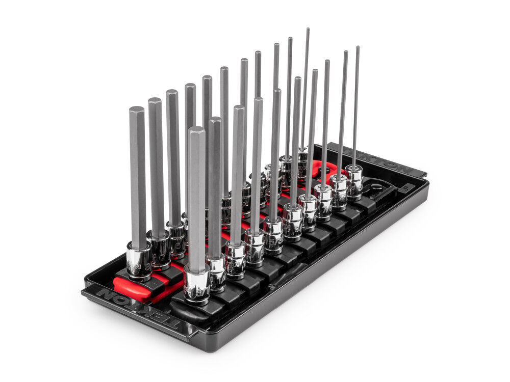 Tekton 1/4 Inch Long Hex Bit Socket Set with Rails and Tray, 21 Pieces, large image number 1