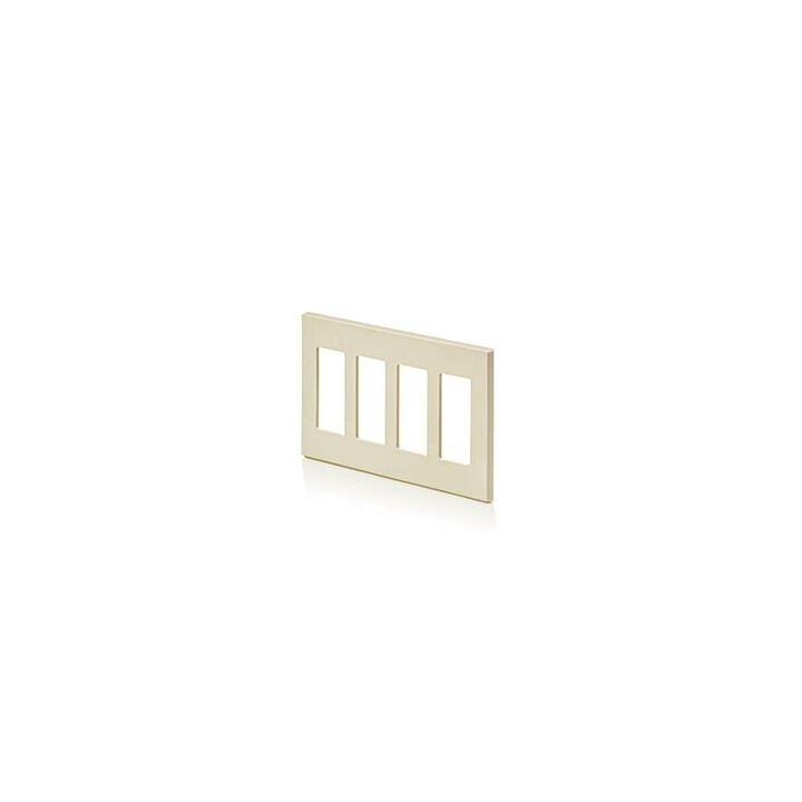 Leviton 4 Gang Decora Plus Light Almond Screwless Wallplate, large image number 1