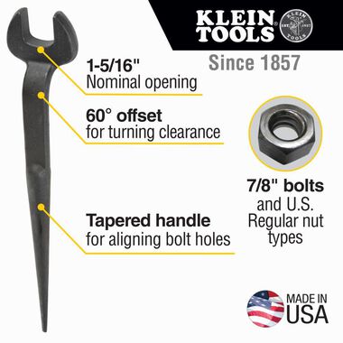 Klein Tools Spud Wrench 1-5/16in US Reg Nut, large image number 1