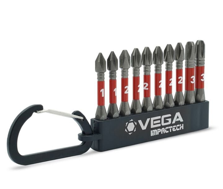 Vega Impactech Phillips Carabiner Bit Set 10 Pieces, large image number 1