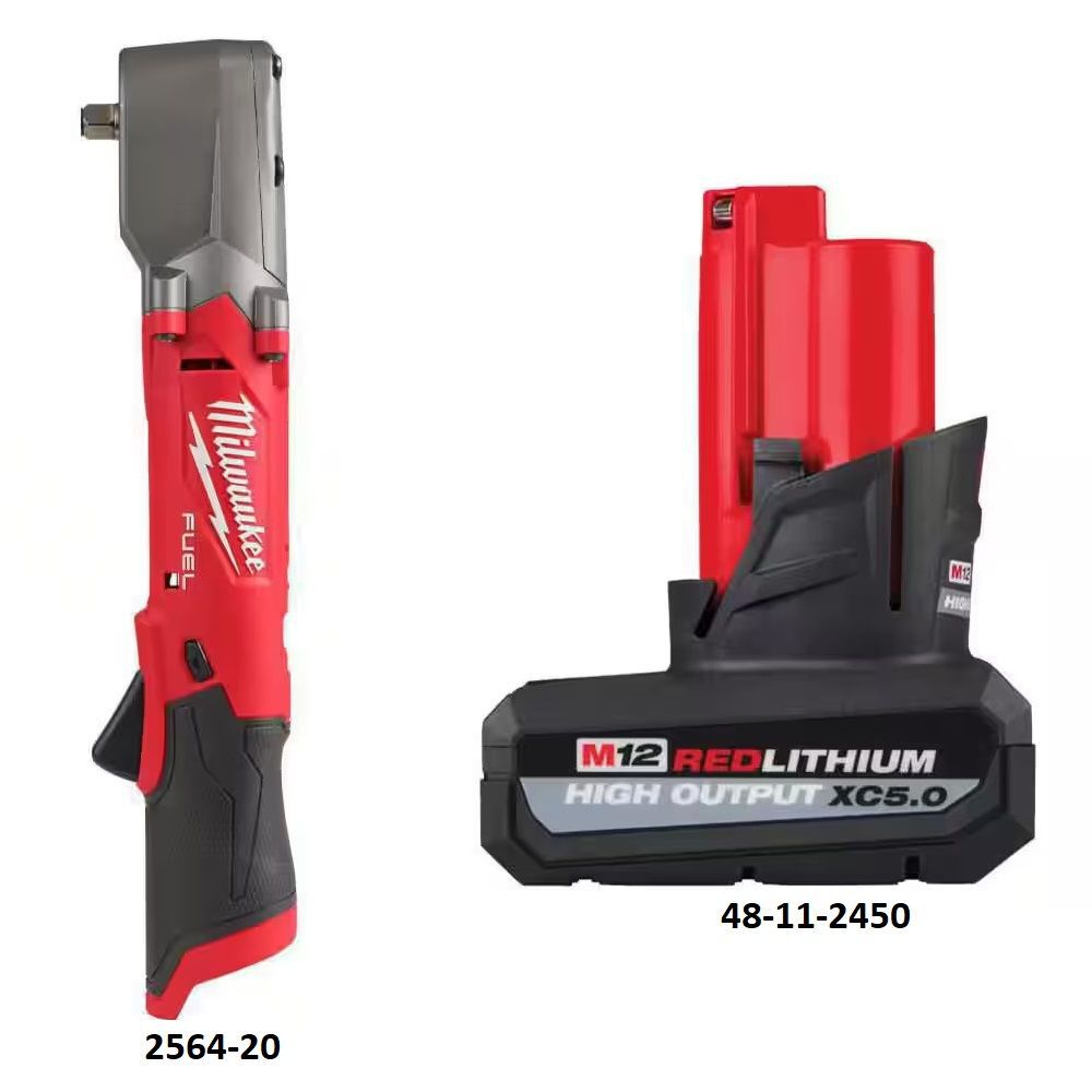 Milwaukee M12 FUEL 3/8 Inch Right Angle Impact Wrench and M12 REDLITHIUM XC5.0 Battery Bundle, large image number 2