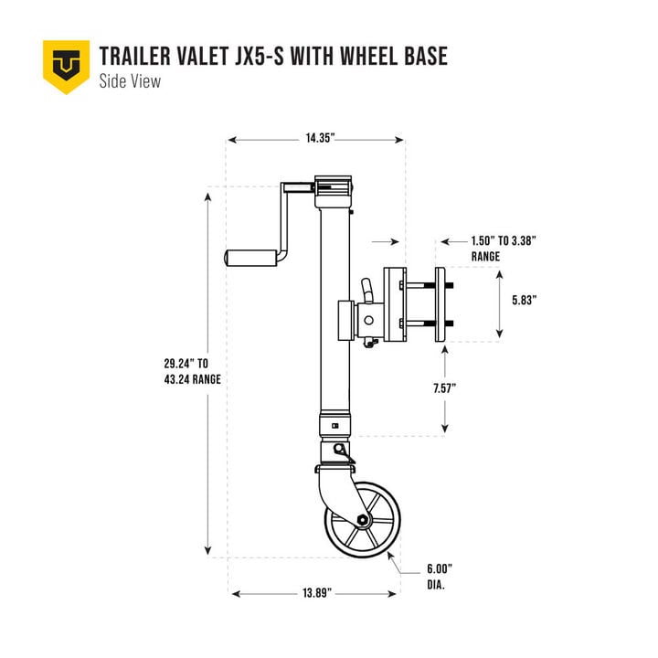 Trailer Valet TVJX5-S - 5000 lbs Side Pipe Mount Bracket Drill Jack with Wheel, large image number 7