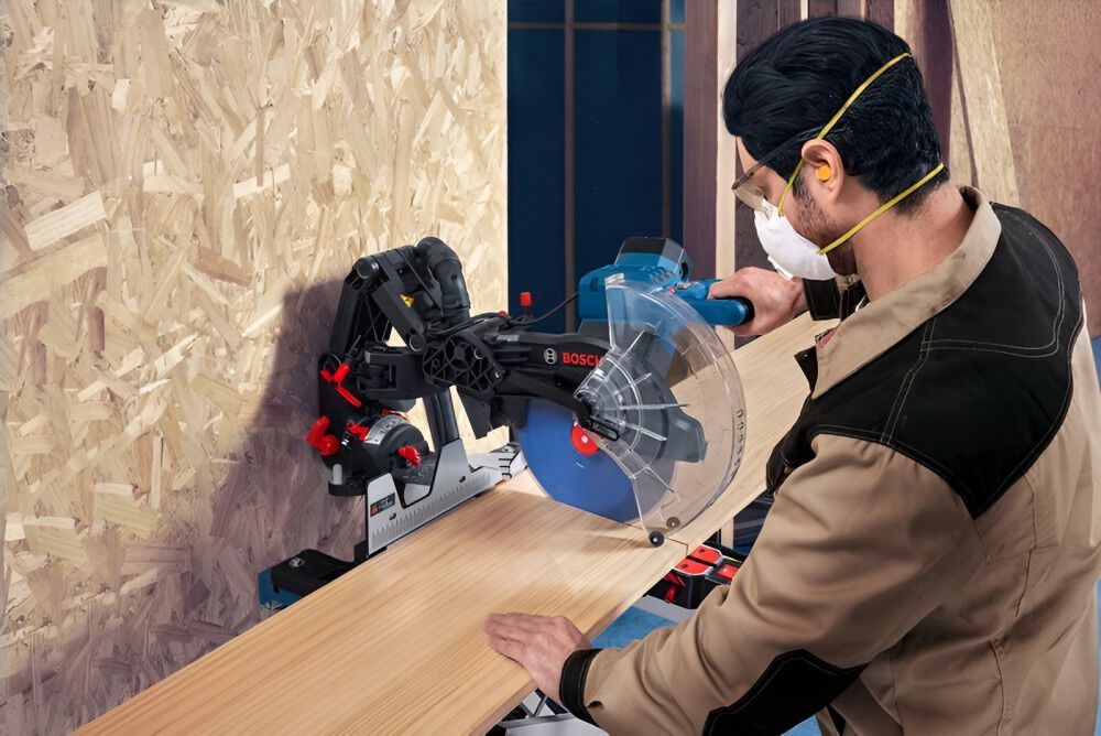 Bosch 12 Inch Glide Miter Saw with Wheeled Folding-Leg Saw Stand Bundle, large image number 5