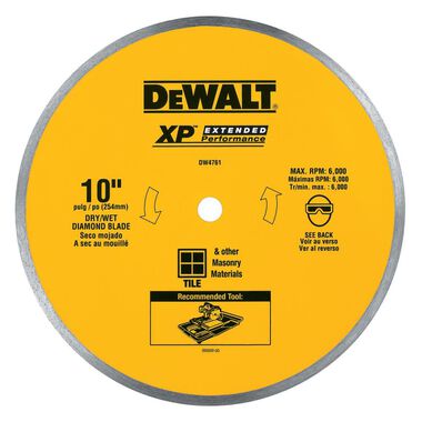 DEWALT 10-in Diameter 0.060-in Thickness Ceramic Tile Blade Wet, large image number 0