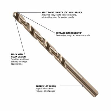 Bosch 3/16 Inch X 3-1/2 Inch Cobalt M42 Drill Bit, large image number 1