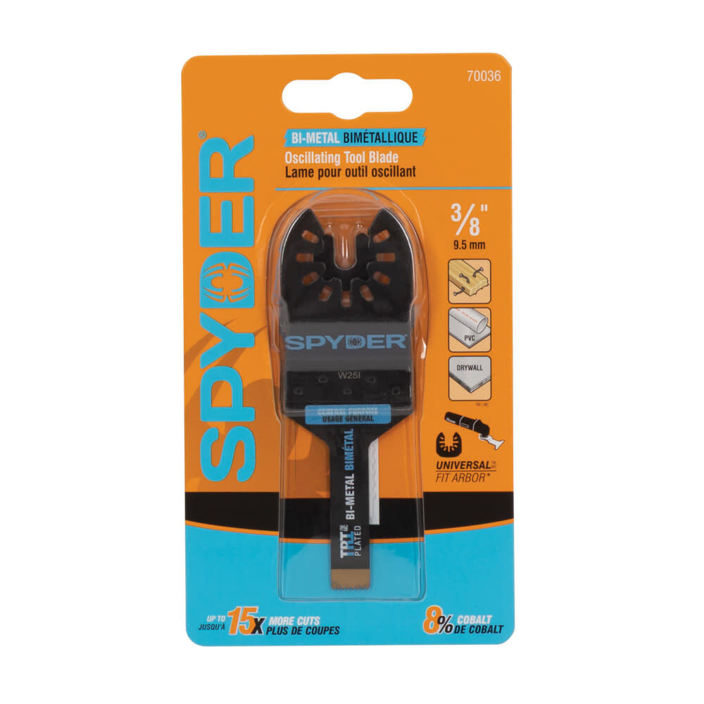 Spyder 3/8 Inch Universal Fit Bi-Metal Osc Blade for General Purpose Cuts, large image number 1