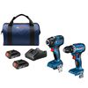 Bosch 18V 2 Tool Combo Kit with Impact Driver GDR18V-1800 Drill/Driver GSR18V-400 with 2 2Ah Batteries, small