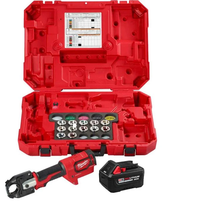 Milwaukee M18 FORCE LOGIC 600 MCM Crimper with 350 MCM AL Dies & M18 HIGH OUTPUT XC5 Battery