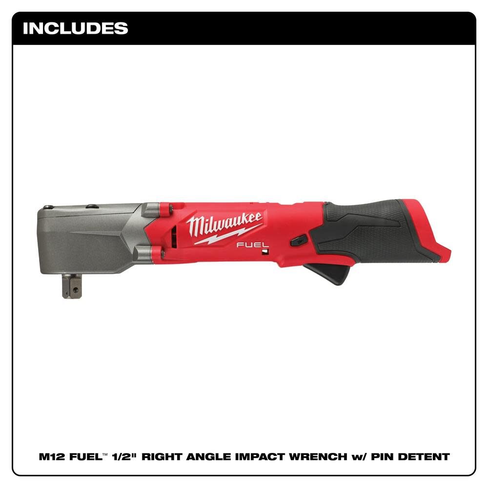 Milwaukee M12 Fuel 1 2inch Right Angle Impact Wrench With Pin Detent Bare Tool 2565p 20 - Image 2