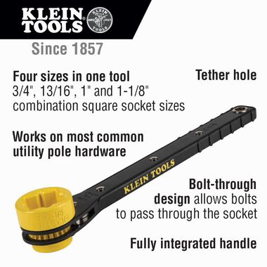 Klein Tools Lineman's Slim Ratcheting Wrench, large image number 1