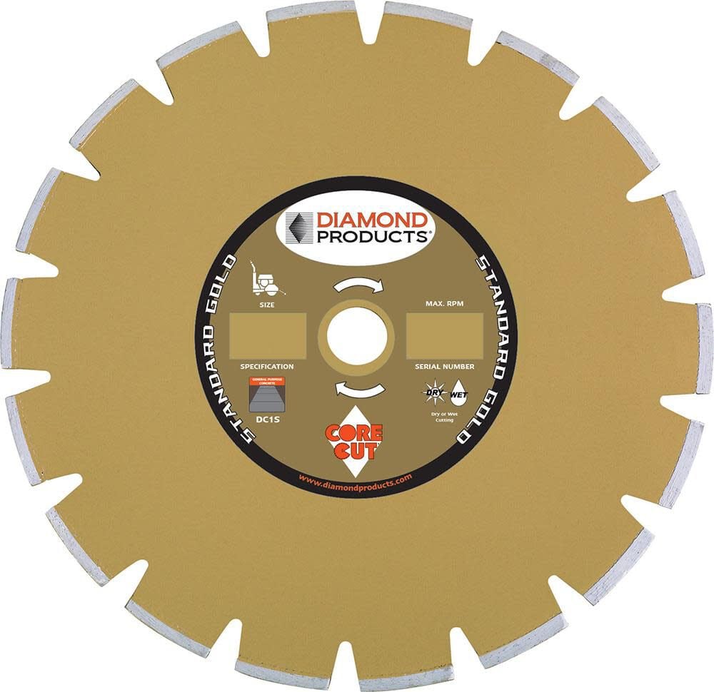 Diamond Products DG3S Gold 14 Inch Segmented Rim Diamond Blade for Green Concrete – 11222