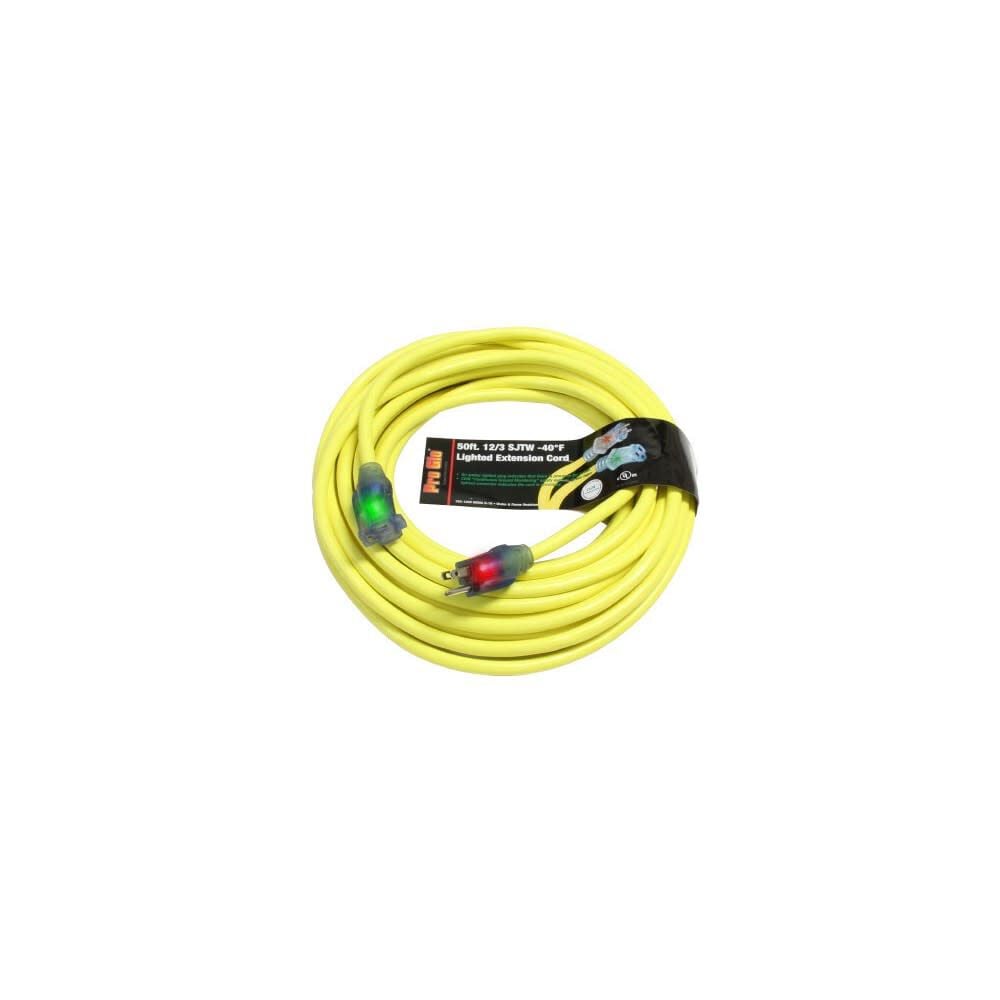 Century Wire ProGlo 50 ft 12/3 SJTW Yellow Coldweather Lighted Extension Cord – D17443050