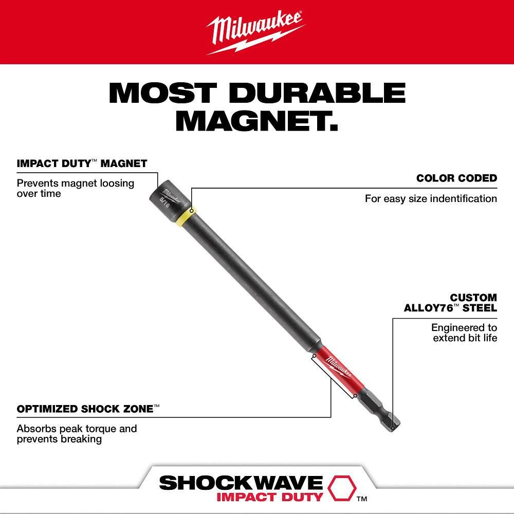 Milwaukee SHOCKWAVE Impact Duty 6 Inch Magnetic Nut Driver Set, 6 Piece, large image number 4