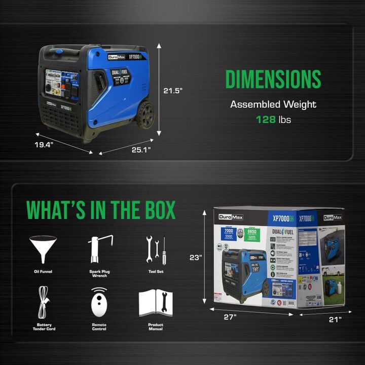 Duromax 7000 Watt Dual Fuel 49 State Portable Inverter Generator with CO Alert, large image number 7