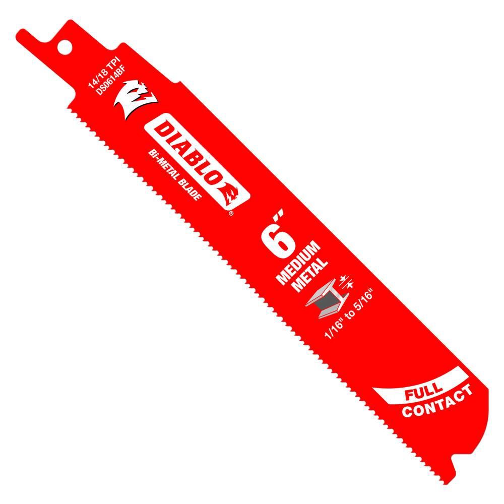 Diablo Tools 6in Bi-Metal Recip Blade for Medium Metal Cutting 3/32in to 5/16in 2pc, large image number 1