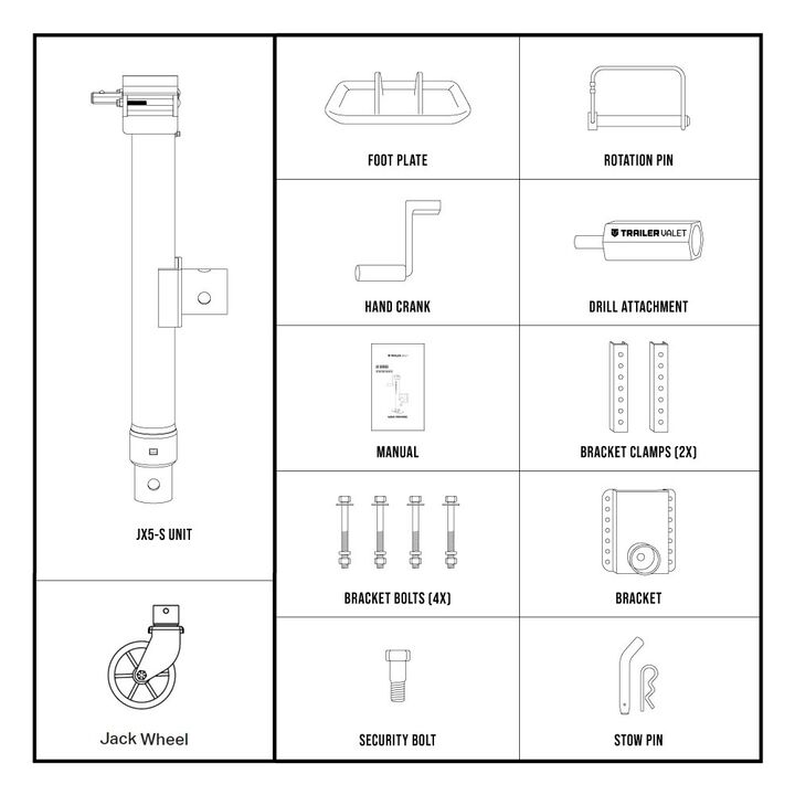 Trailer Valet TVJX5-S - 5000 lbs Side Pipe Mount Bracket Drill Jack with Wheel, large image number 9