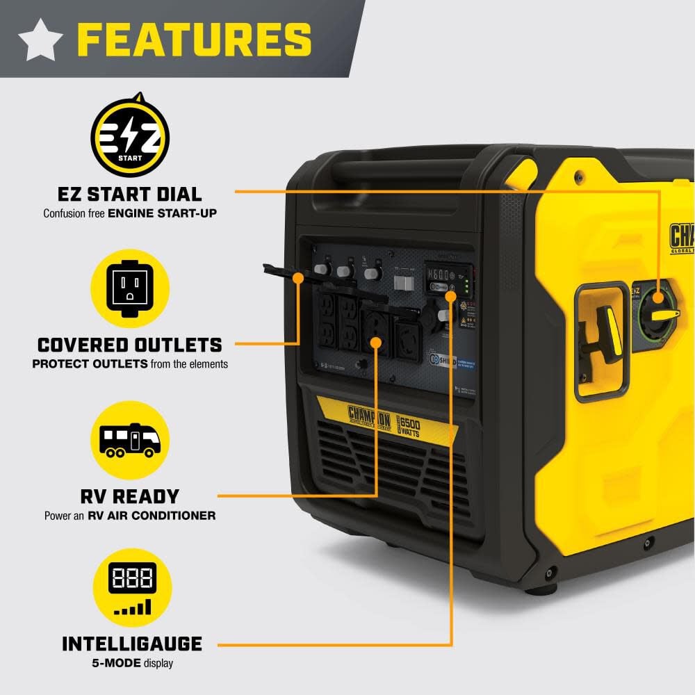 Champion Power Equipment 6500-Watt Gas Powered 49 State RV Ready Portable Inverter Generator with Quiet Technology, large image number 5