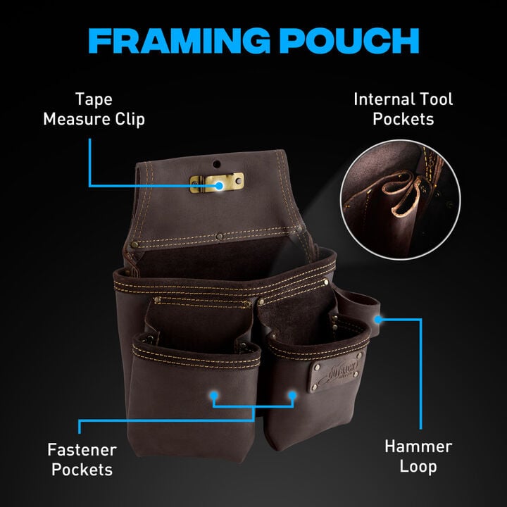 Ox Tools OX Pro Oil-Tanned Top Grain Leather Framer Tool Rig With Suspenders 2XL, large image number 5
