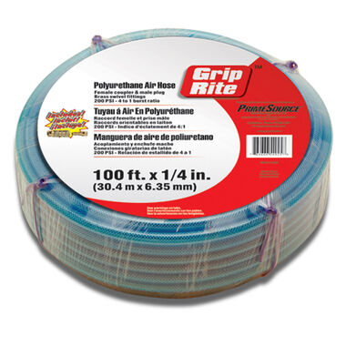 Grip Rite 1/4in X 100 ft air hose with fittings, large image number 0
