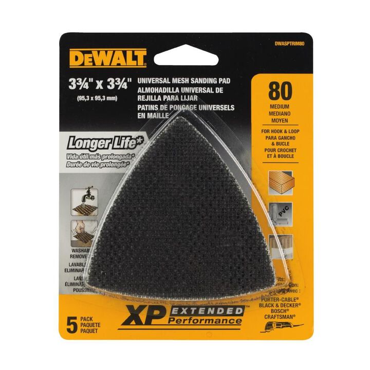 DEWALT Mesh Oscillating Triangle 80 Grit 5pk, large image number 1