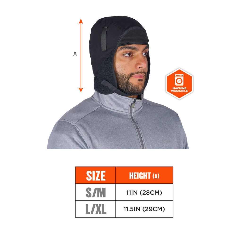 Ergodyne 6848 Short Fleece Winter Hard Hat Liner L/XL Black, large image number 7