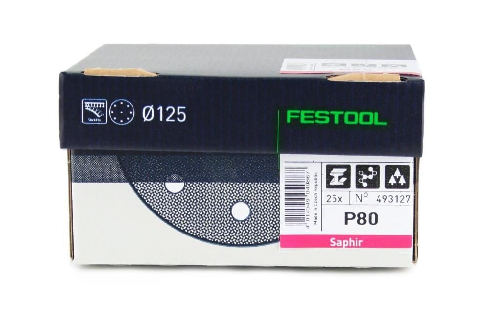 Festool Saphir 125 Round 80 Grit Sanding Abrasives - Pack Of 25, large image number 1
