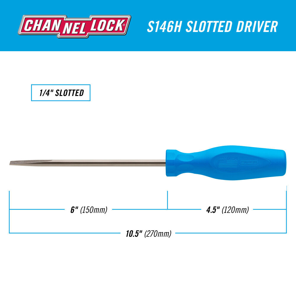 Channellock 1/4 Inch x 6 Inch Slotted Screwdriver, large image number 5
