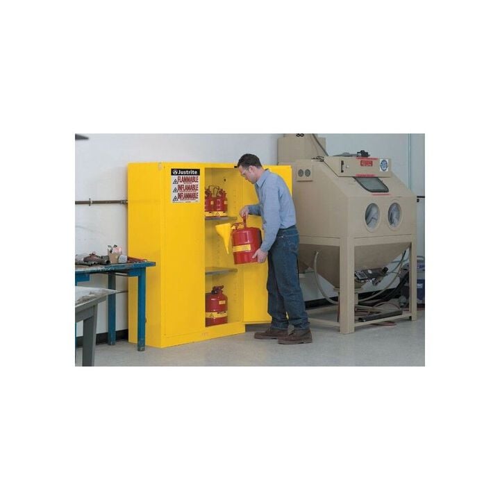 Justrite 45 Gallon Yellow Self Close Flammable Cabinet, large image number 5