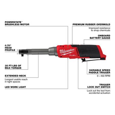 Milwaukee M12 FUEL 3/8inch Extended Reach High Speed Ratchet (Bare Tool), large image number 2