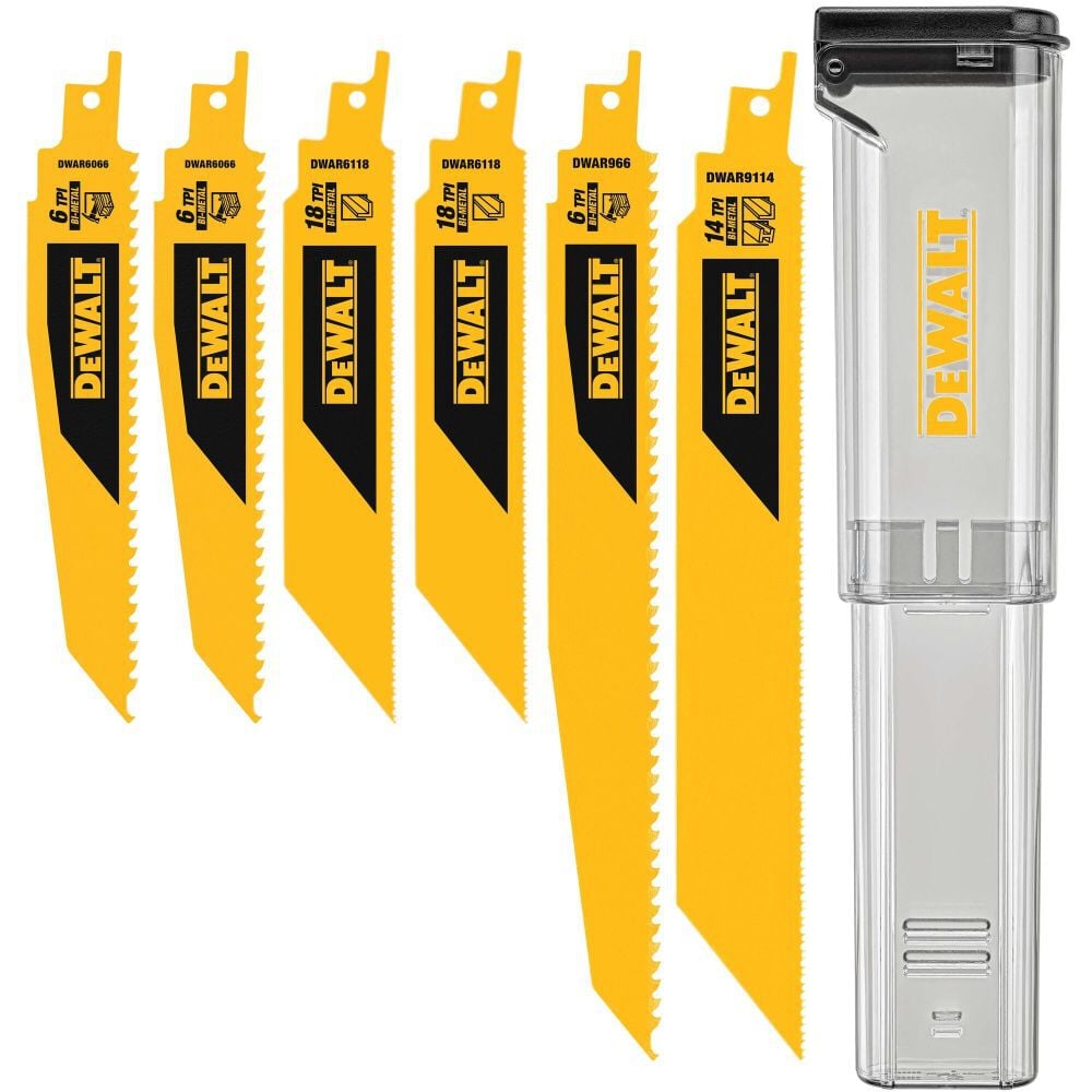 DEWALT Bi-Metal Wood & Metal Cutting Demolition Reciprocating Blade Set with Case 6 Pieces, large image number 1