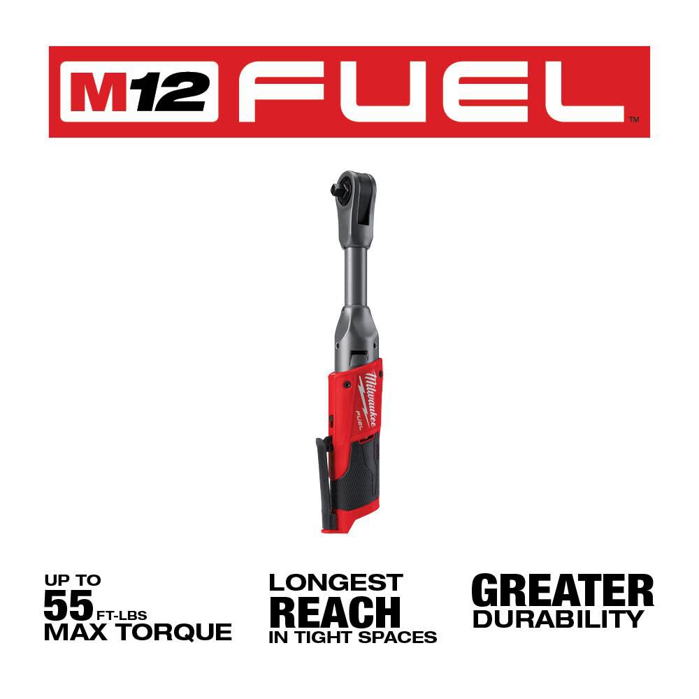Milwaukee M12 Fuel 3 8 In Extended Reach Ratchet Reconditioned Bare Tool 2560 80 - Image 2