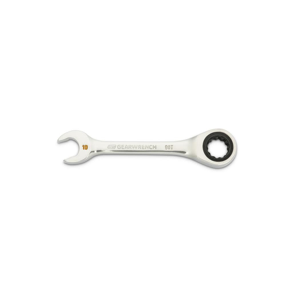 GEARWRENCH 10mm 90-Tooth 12 Point Stubby Combination Ratcheting Wrench, large image number 1