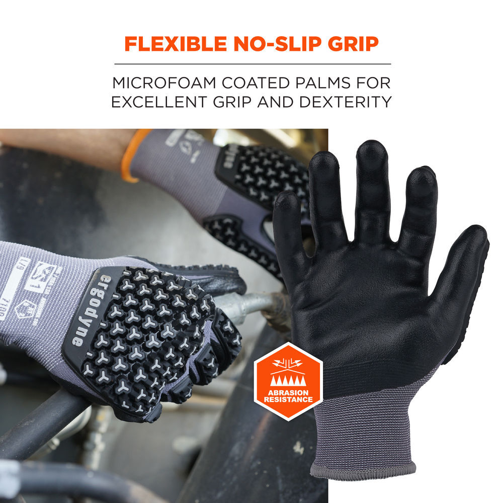 Ergodyne 7100 Nitrile Coated Impact Gloves Medium Gray, large image number 5
