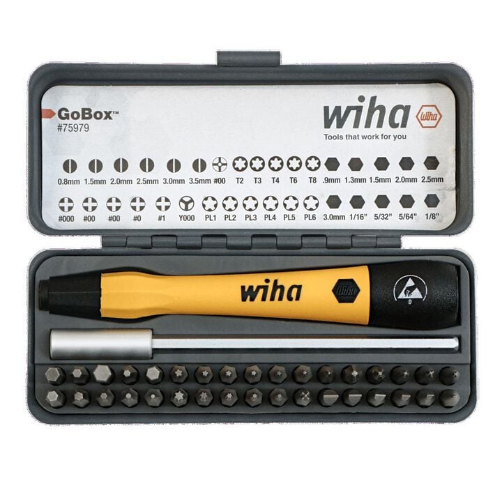Wiha GoBox Electronics ESD Precision Micro Bit Set 36pc