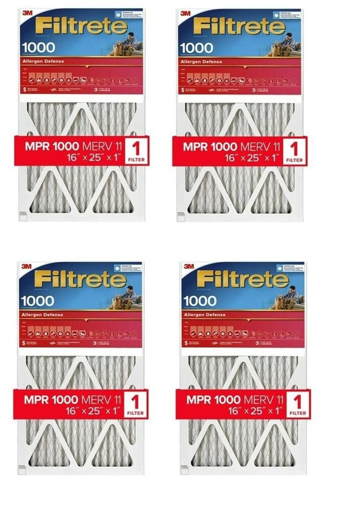 3M Filtrete 16 x 25 x 1-Inch 1000 MPR Allergen Defense Furnace Air Filter, 4-Pack