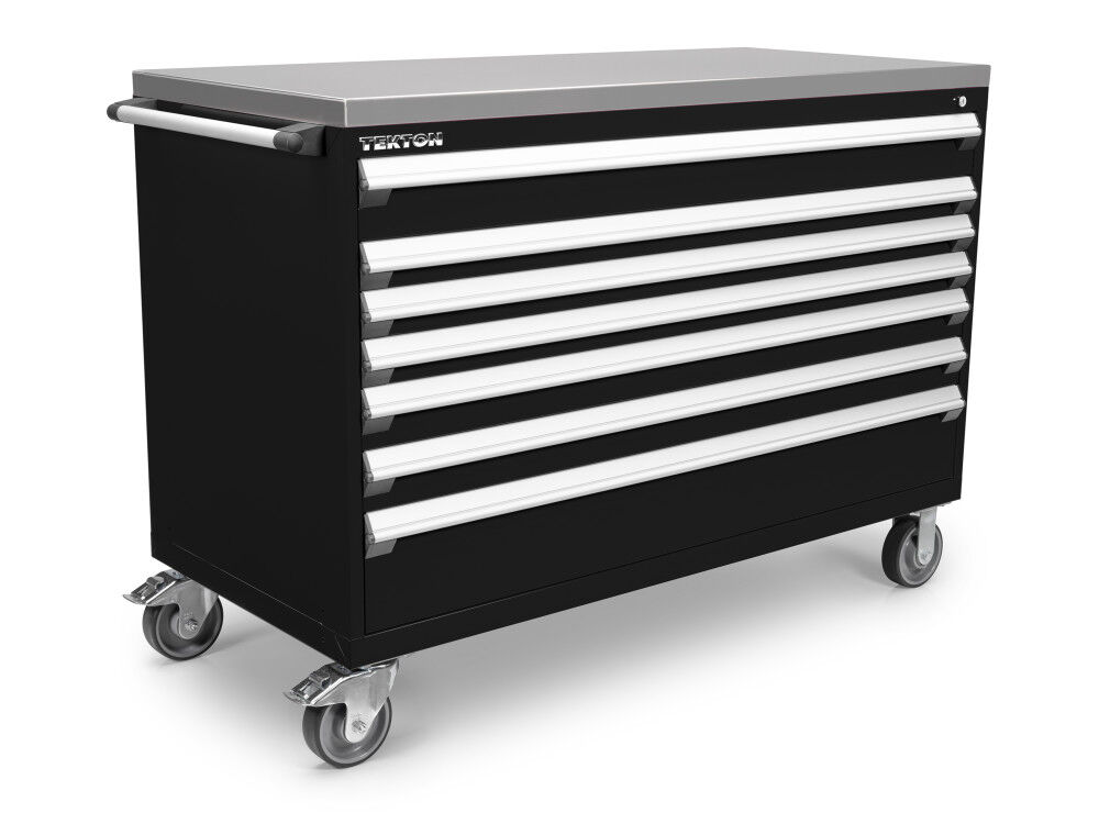 Tekton 7-Drawer Tool Cabinet, Stainless Steel Top, Black (60 x 27 x 41-1/2 Inch), large image number 2