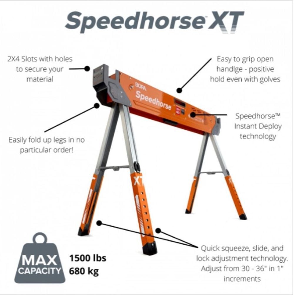 Bora Portamate Adjustable Speedhorse XT Sawhorse Work Support System Two Pack, large image number 9