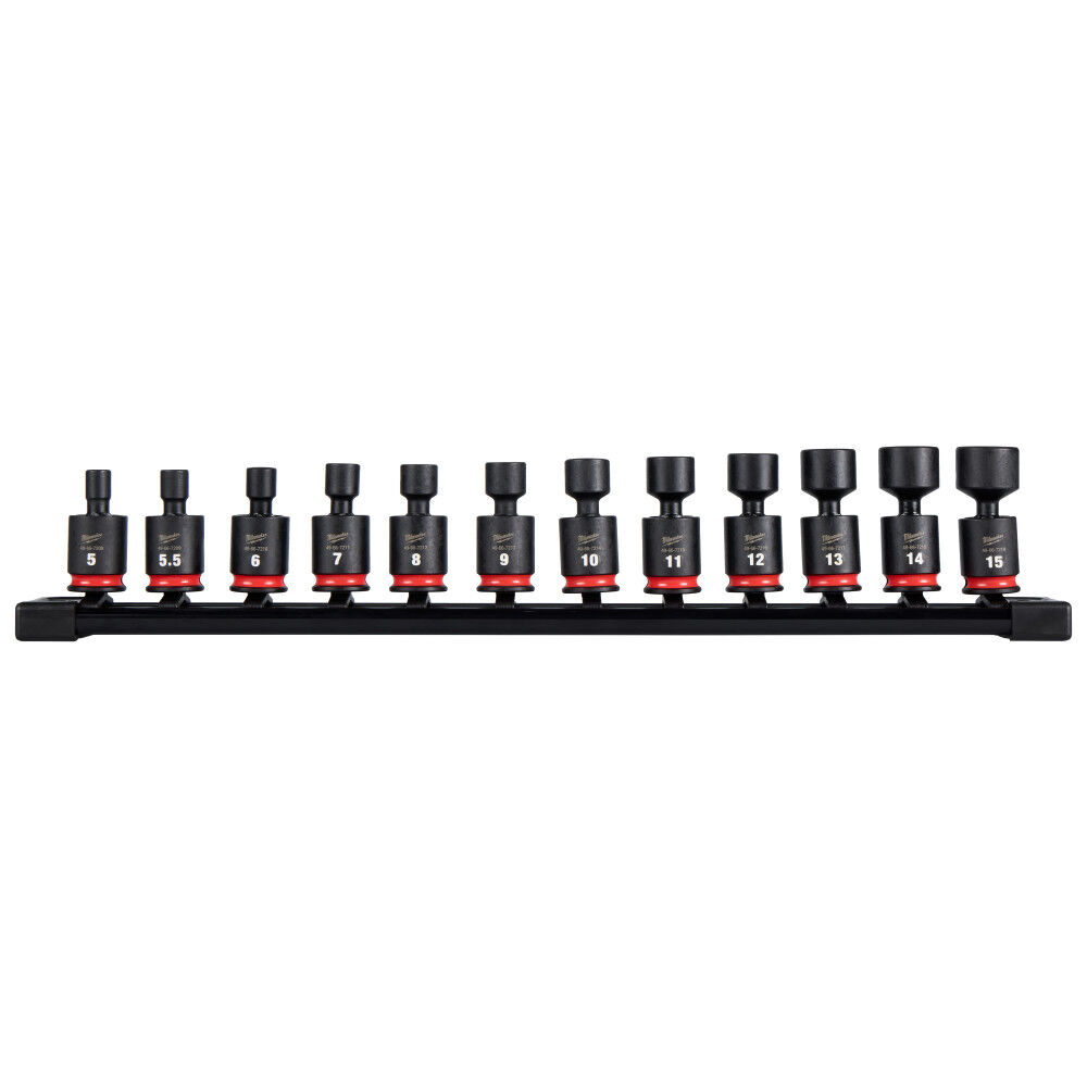 Milwaukee SHOCKWAVE Impact Duty 1/4 Inch Drive Metric Standard Swivel Socket Set 12 Pieces - 49-66-7101
