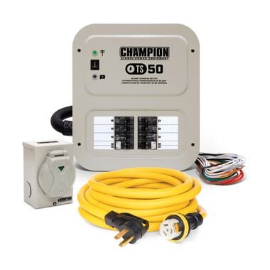 Champion Power Equipment Champion Power Equipment 50-Amp Indoor-Rated Manual Transfer Switch with 30-Foot Generator Power Cord and Weather-Resistant Power Inlet Box, large image number 0