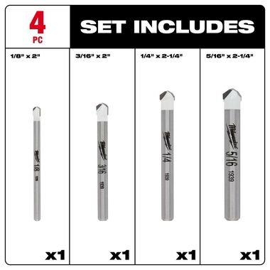 Milwaukee 4 pc Tile and Natural Stone Bit Set, large image number 2