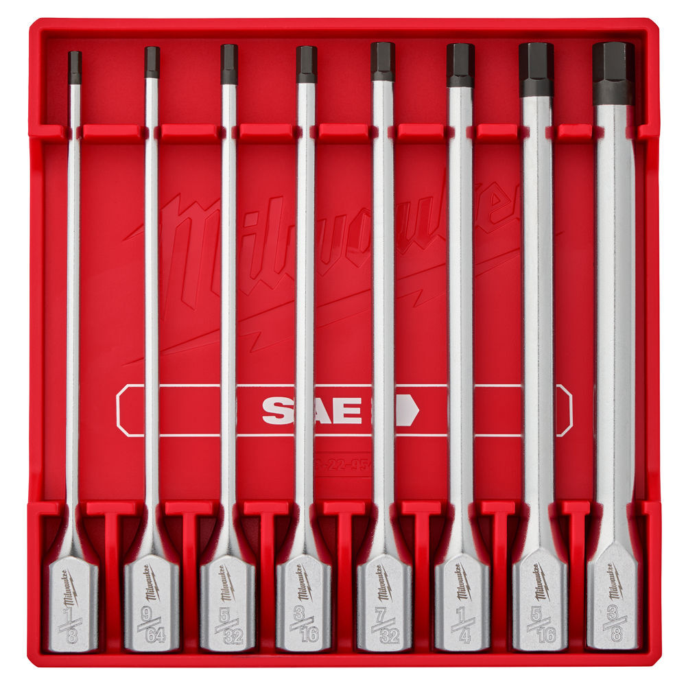 Milwaukee 3/8 Inch Drive Metric Long Hex Bit Socket Set and 3/8 Inch Drive SAE Long Hex Bit Socket Set Bundle, large image number 3