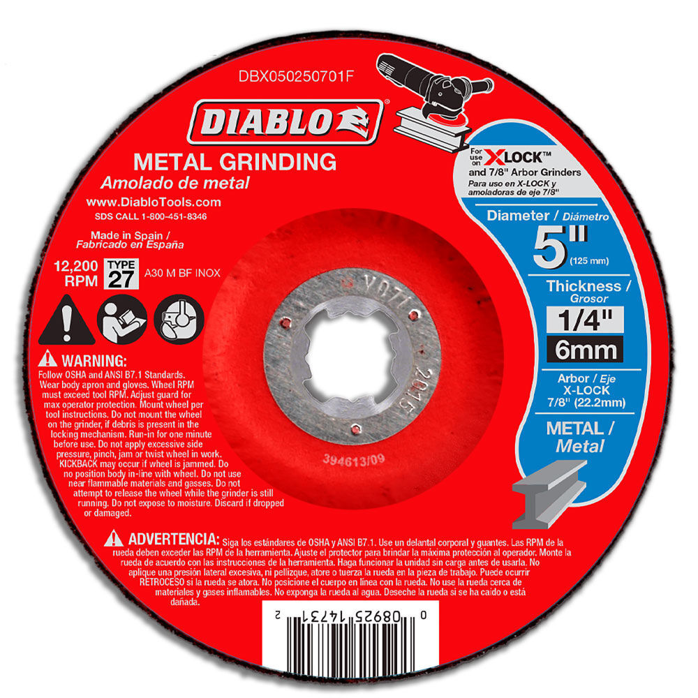 Diablo Tools 5 in. Type 27 Metal Grinding Disc for X-Lock and All Grinders, large image number 1